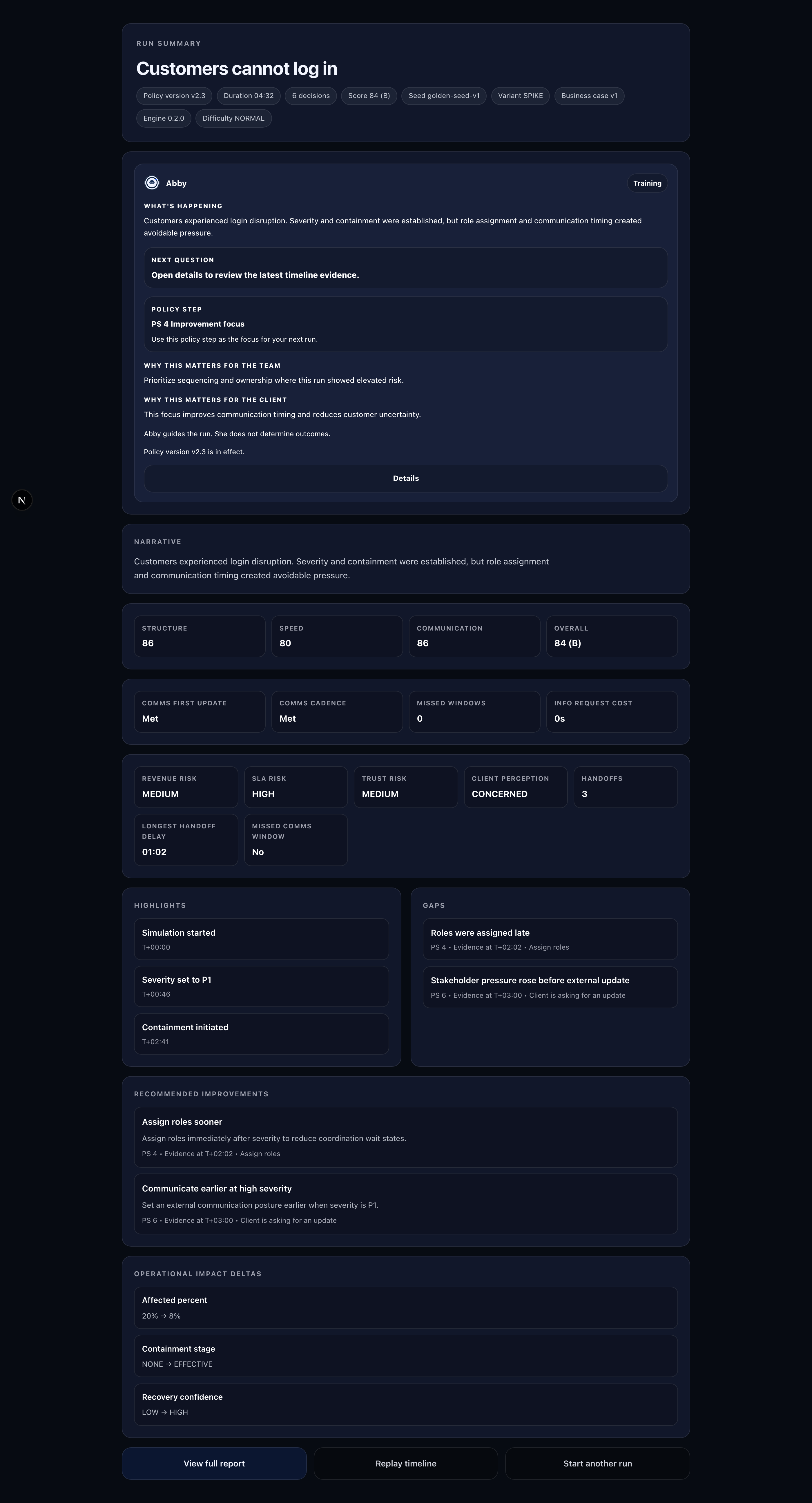 Run summary after a completed run